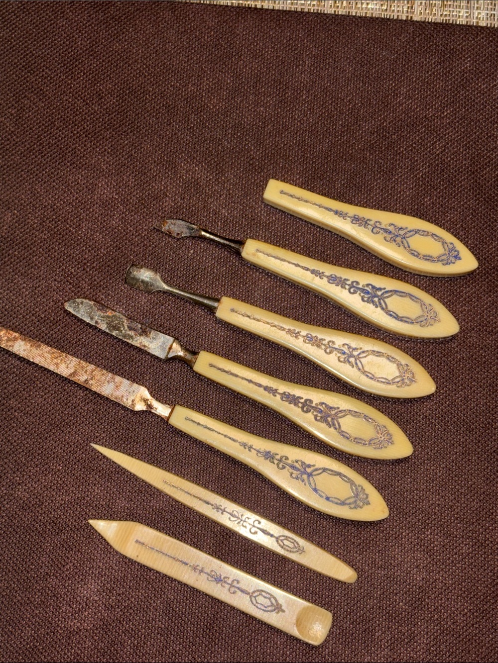 Vintage celluloid nail grooming vanity set